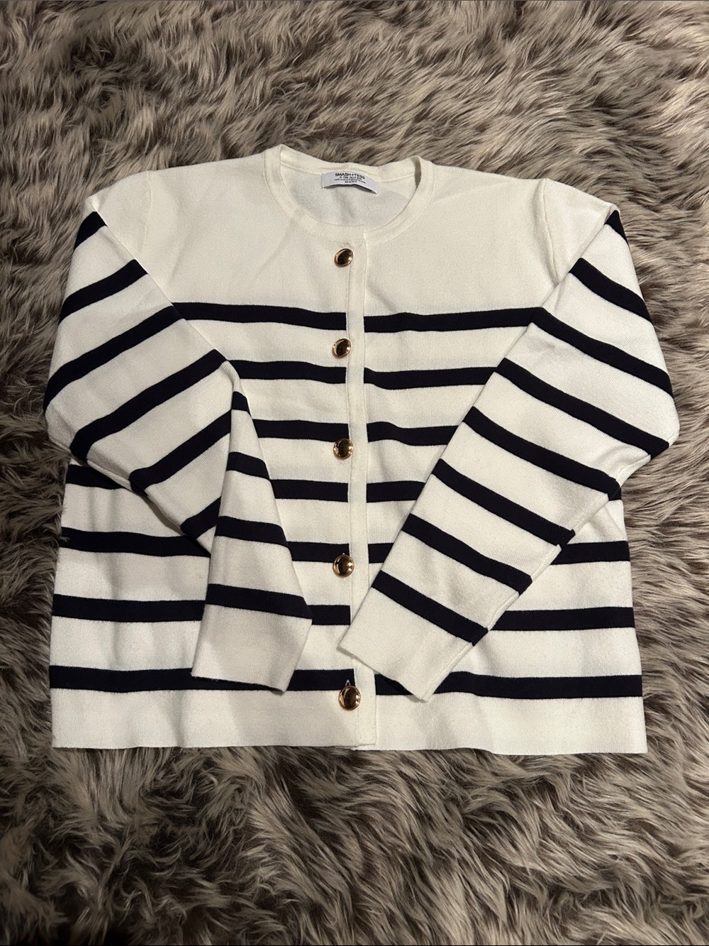 Smash + Tess White Cardigan with Navy Stripes for the Jilly Box